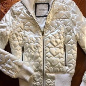 Forever 21 White Heart Satin Jacket - Size M
